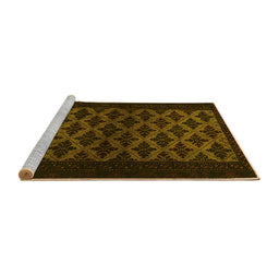 Sideview of Machine Washable Abstract Yellow Modern Rug, wshabs2436yw