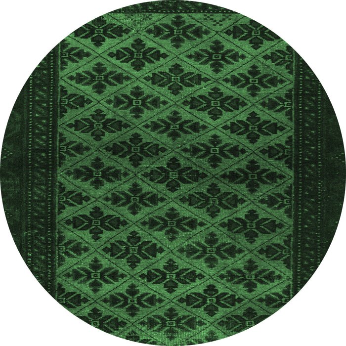 Round Abstract Emerald Green Modern Rug, abs2436emgrn