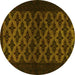 Round Machine Washable Abstract Yellow Modern Rug, wshabs2436yw