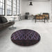 Round Machine Washable Abstract Plum Purple Rug in a Office, wshabs2436
