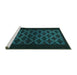 Sideview of Machine Washable Abstract Turquoise Modern Area Rugs, wshabs2436turq