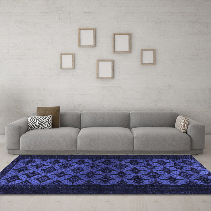 Machine Washable Abstract Blue Modern Rug in a Living Room, wshabs2436blu