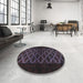 Round Abstract Plum Purple Modern Rug in a Office, abs2436