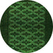 Round Machine Washable Abstract Green Modern Area Rugs, wshabs2436grn