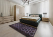 Machine Washable Abstract Plum Purple Rug in a Bedroom, wshabs2436