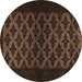 Round Abstract Brown Modern Rug, abs2436brn