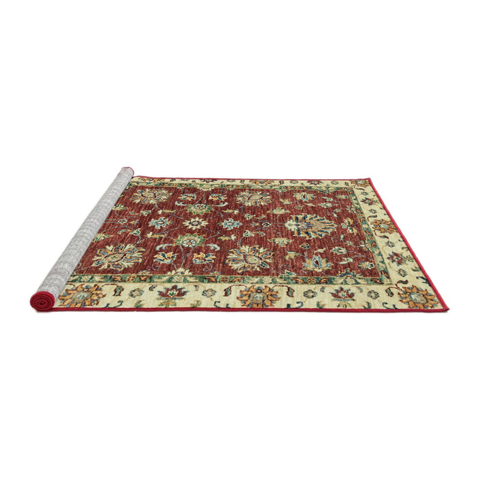 Sideview of Machine Washable Abstract Fire Brick Red Rug, wshabs2437