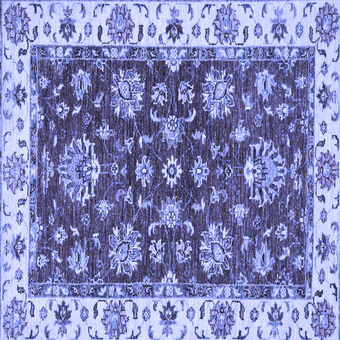Square Machine Washable Oriental Blue Traditional Rug, wshabs2437blu