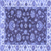Square Machine Washable Oriental Blue Traditional Rug, wshabs2437blu