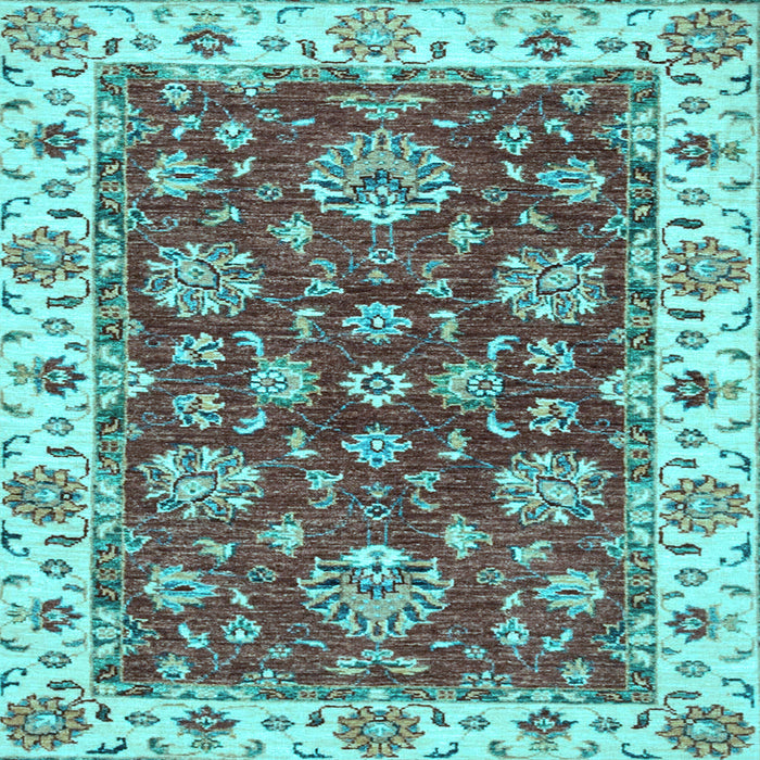 Square Machine Washable Oriental Light Blue Traditional Rug, wshabs2437lblu