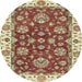 Round Machine Washable Abstract Fire Brick Red Rug, wshabs2437