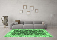 Machine Washable Oriental Emerald Green Traditional Rug, wshabs2437emgrn