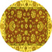 Round Oriental Yellow Traditional Rug, abs2437yw