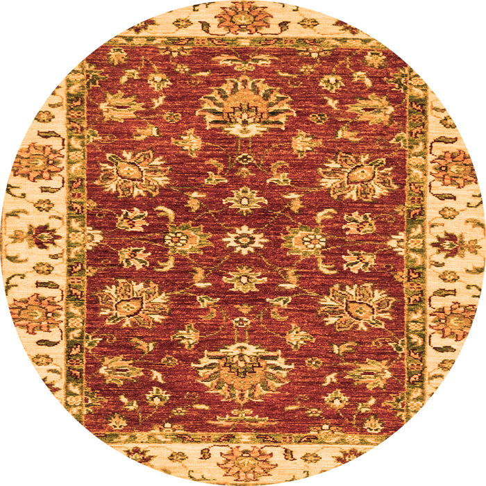 Round Oriental Orange Traditional Rug, abs2437org