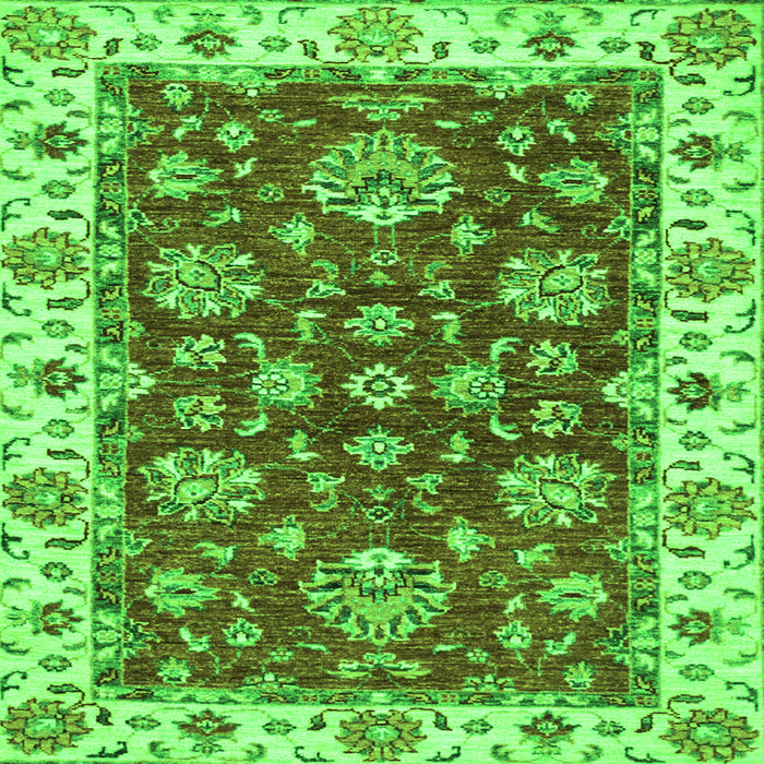 Square Oriental Green Traditional Rug, abs2437grn