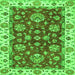 Square Oriental Green Traditional Rug, abs2437grn