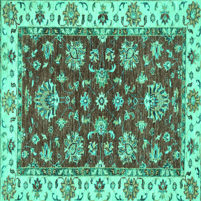 Square Oriental Turquoise Traditional Rug, abs2437turq