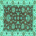 Square Oriental Turquoise Traditional Rug, abs2437turq