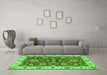 Machine Washable Oriental Green Traditional Area Rugs in a Living Room,, wshabs2437grn