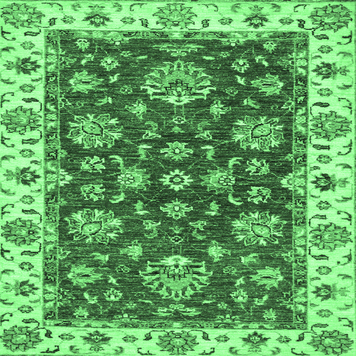 Square Machine Washable Oriental Emerald Green Traditional Area Rugs, wshabs2437emgrn