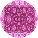 Round Oriental Pink Traditional Rug, abs2437pnk