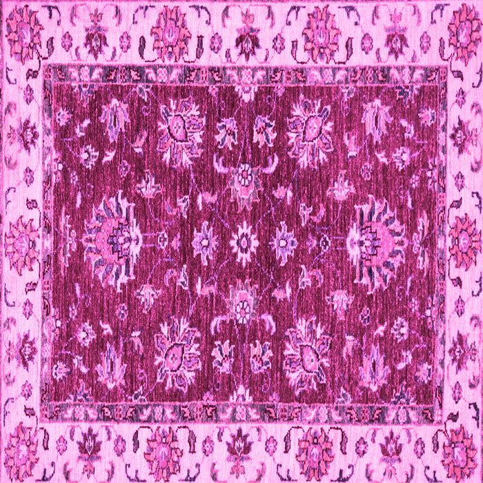 Square Machine Washable Oriental Pink Traditional Rug, wshabs2437pnk