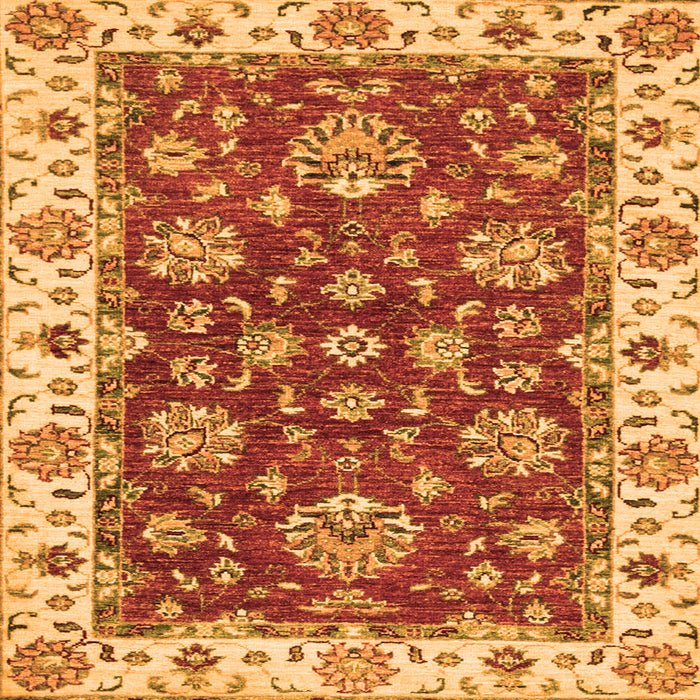 Square Machine Washable Oriental Orange Traditional Area Rugs, wshabs2437org