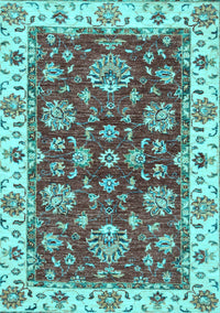 Oriental Light Blue Traditional Rug, abs2437lblu