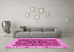 Machine Washable Oriental Pink Traditional Rug in a Living Room, wshabs2437pnk