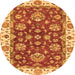 Round Machine Washable Oriental Orange Traditional Area Rugs, wshabs2437org