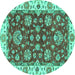 Round Oriental Turquoise Traditional Rug, abs2437turq