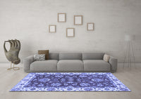 Machine Washable Oriental Blue Traditional Rug, wshabs2437blu