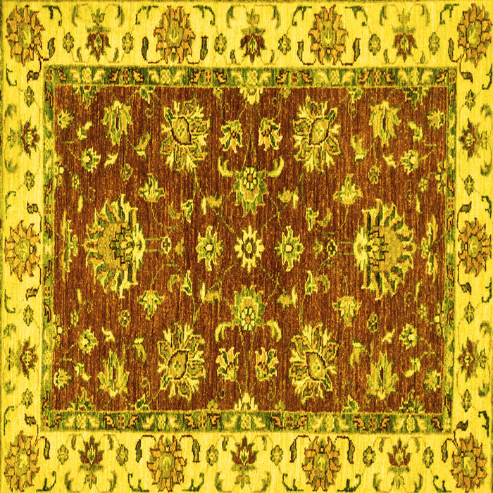Square Oriental Yellow Traditional Rug, abs2437yw
