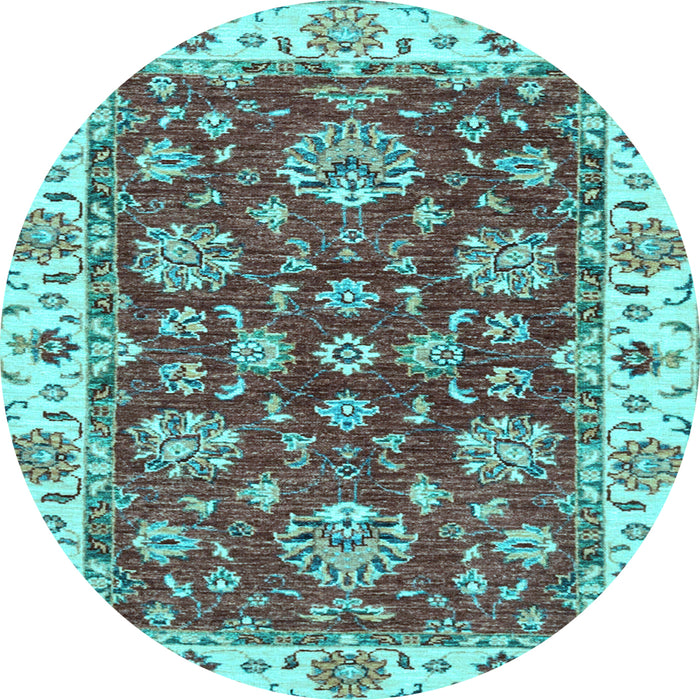 Round Oriental Light Blue Traditional Rug, abs2437lblu