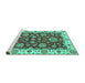 Sideview of Machine Washable Oriental Turquoise Traditional Area Rugs, wshabs2437turq