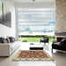 Square Abstract Fire Brick Red Oriental Rug in a Living Room, abs2437