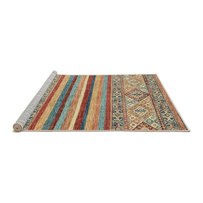 Sideview of Machine Washable Abstract Gold Brown Rug, wshabs2438