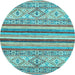 Round Machine Washable Abstract Light Blue Modern Rug, wshabs2438lblu