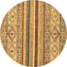 Round Abstract Brown Modern Rug, abs2438brn