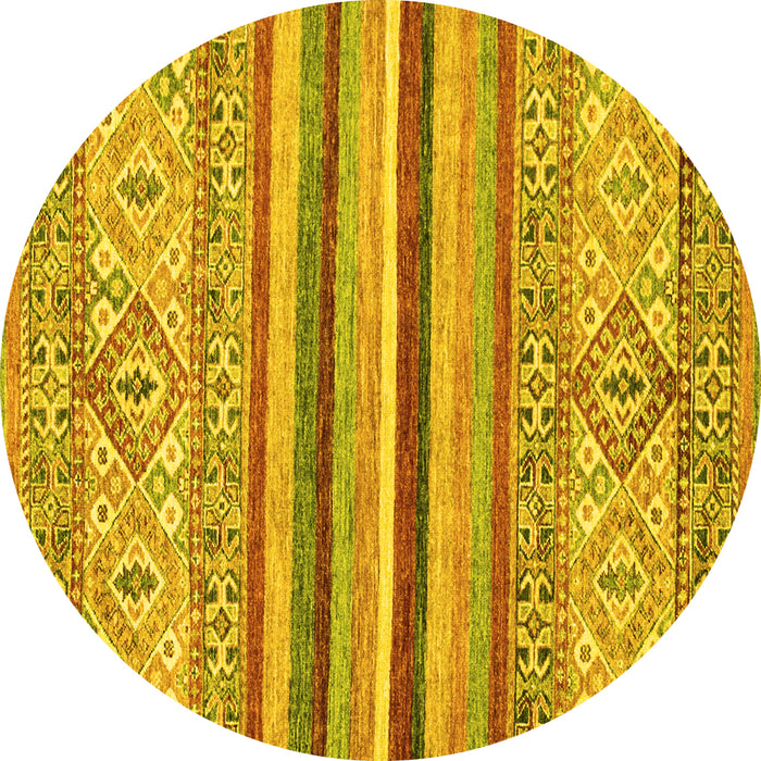 Round Machine Washable Abstract Yellow Modern Rug, wshabs2438yw