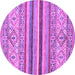 Round Machine Washable Abstract Purple Modern Area Rugs, wshabs2438pur