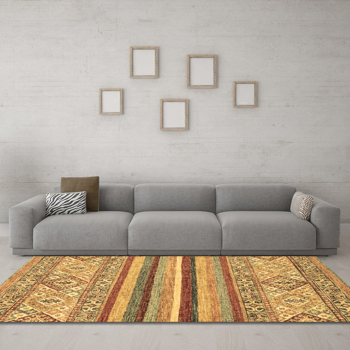 Machine Washable Abstract Brown Modern Rug in a Living Room,, wshabs2438brn