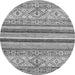 Round Machine Washable Abstract Gray Modern Rug, wshabs2438gry