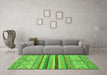 Machine Washable Abstract Green Modern Area Rugs in a Living Room,, wshabs2438grn