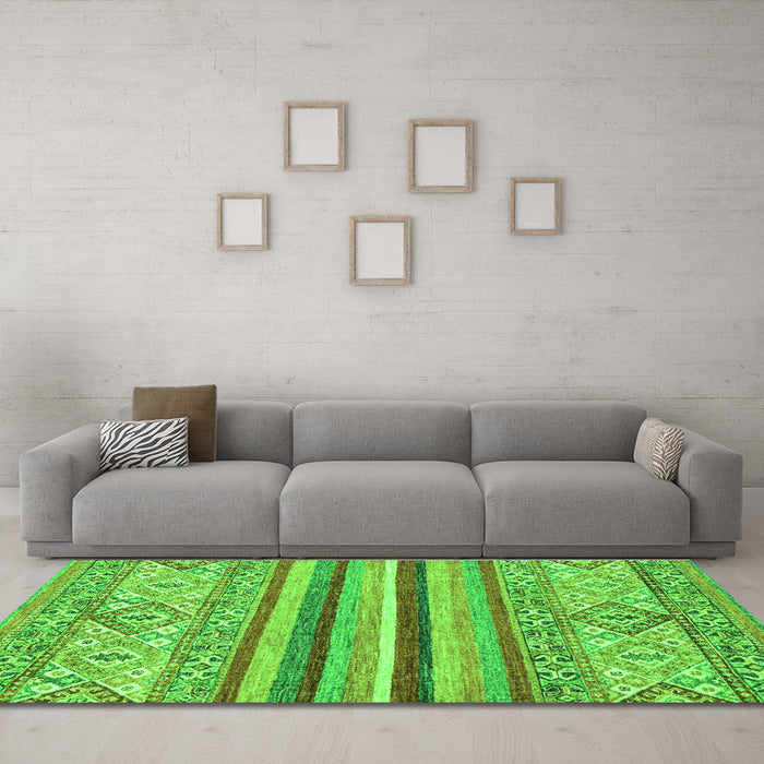 Machine Washable Abstract Green Modern Area Rugs in a Living Room,, wshabs2438grn