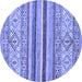 Round Machine Washable Abstract Blue Modern Rug, wshabs2438blu