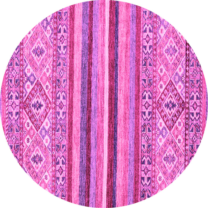Round Machine Washable Abstract Pink Modern Rug, wshabs2438pnk