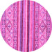 Round Machine Washable Abstract Pink Modern Rug, wshabs2438pnk