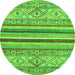 Round Machine Washable Abstract Green Modern Area Rugs, wshabs2438grn