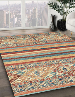 Machine Washable Abstract Gold Brown Rug in a Family Room, wshabs2438